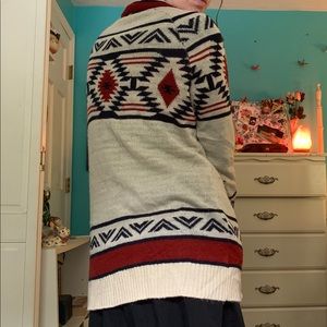 Aztec Print Knit Cardigan